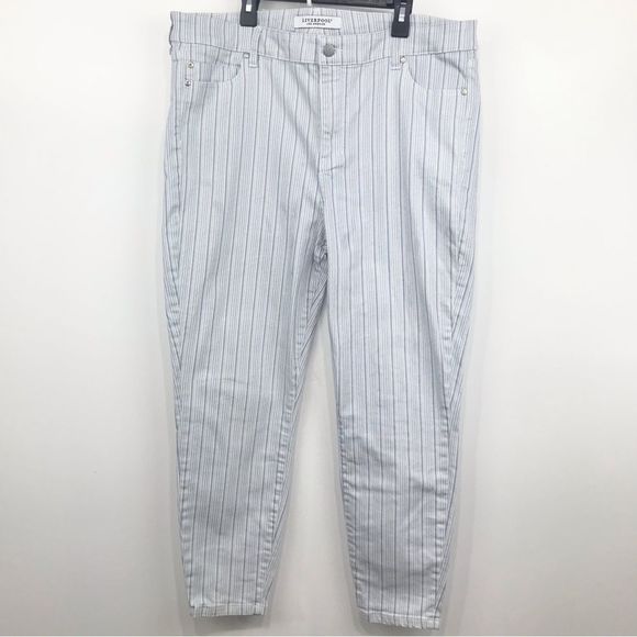 Liverpool Pants - Liverpool Light Blue Pin Striped Denim Pants